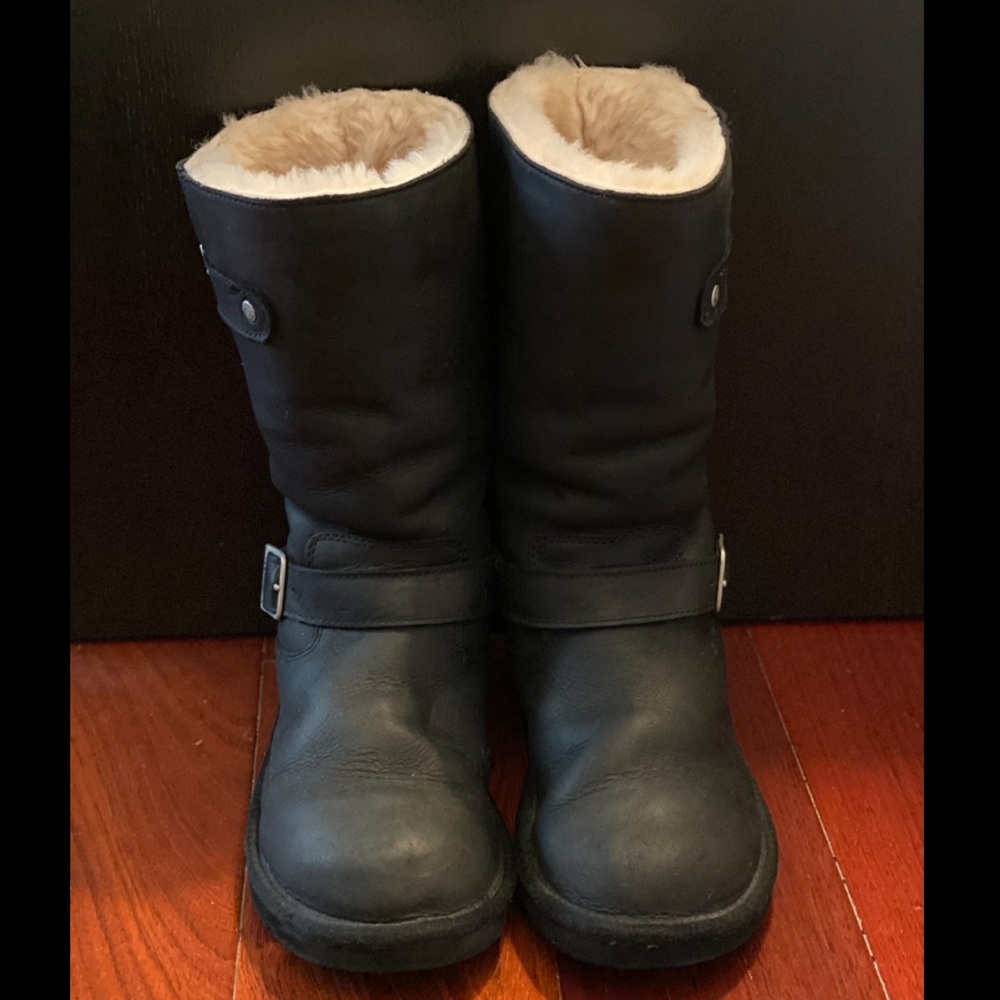 UGG Kensington Leather Black Tall Boots